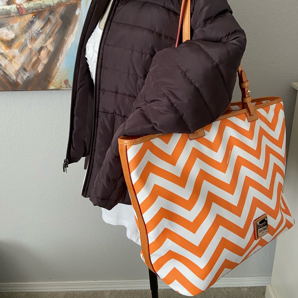 Dooney & Bourke Orange Chevron Tote & Zipper Pouch - Picture 7 of 7
